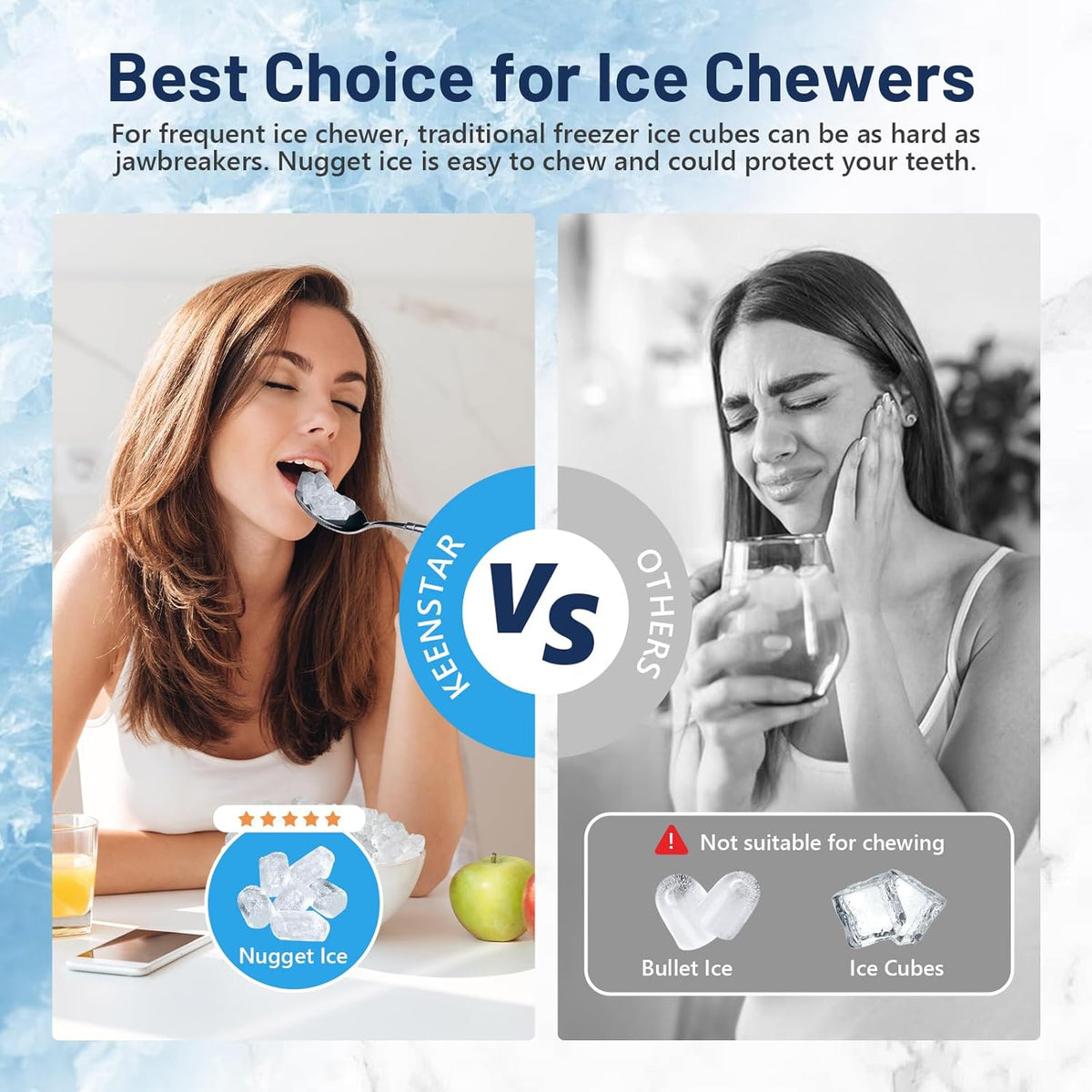 Nugget Ice Maker Countertop, 40lbs/24H, Pebble Ice Maker with Soft Chewable Ice, Self Cleaning Sonic Ice Machine, Stainless Steel w/Touch Screen for Home Office Bar Party- Black