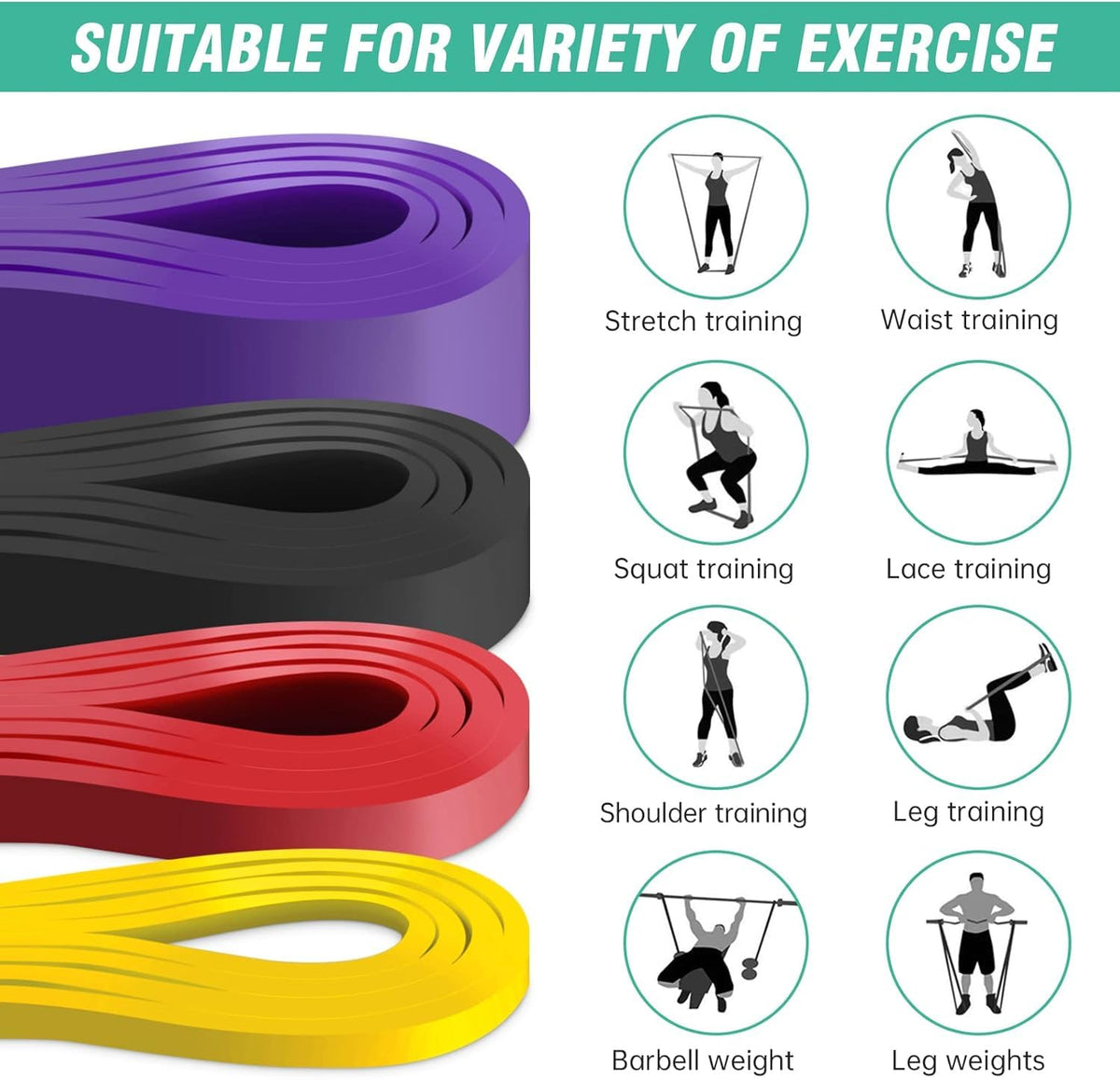 Resistance Band Pull Up Assistance Bands Set, Exercise Bands for Legs Workout Muscle Training