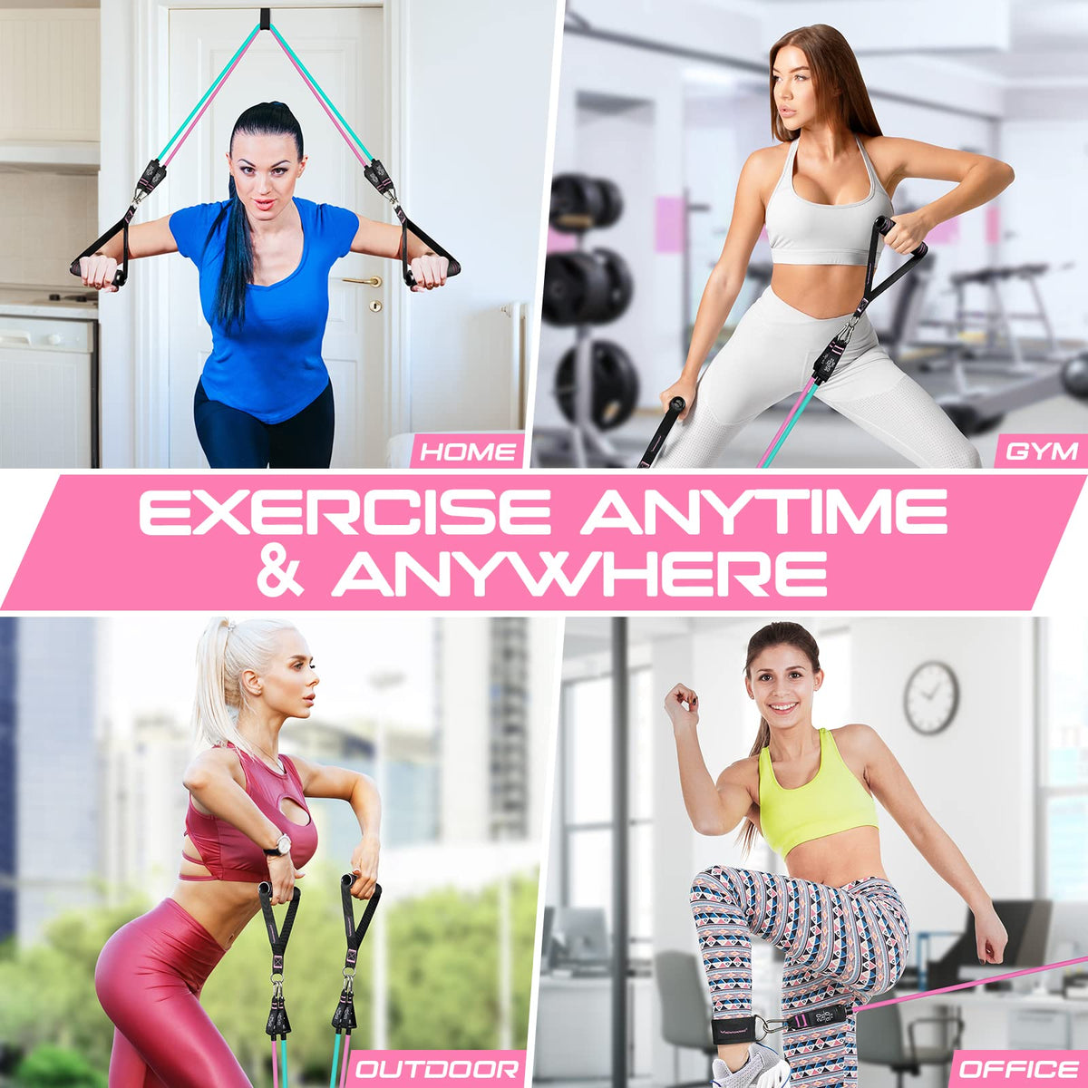 Resistance Bands with Handles, 5 Level Exercise Bands, 150LBS Workout Bands