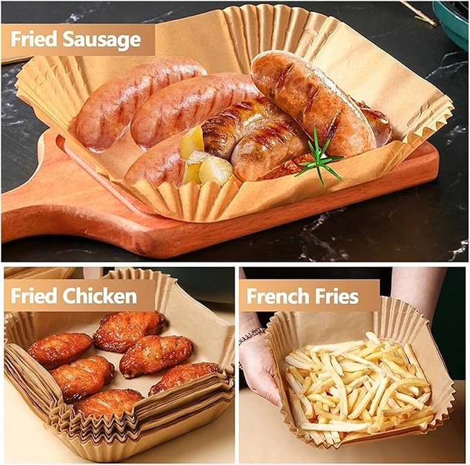 Large Air Fryer Disposable Paper Liners Nonstick 23cm Oven Airfryer Parchment Baking Paper ，Compatible For Ninja，Compatible For COSORI ，Grill Cooking Basket(16cm round,50PC)