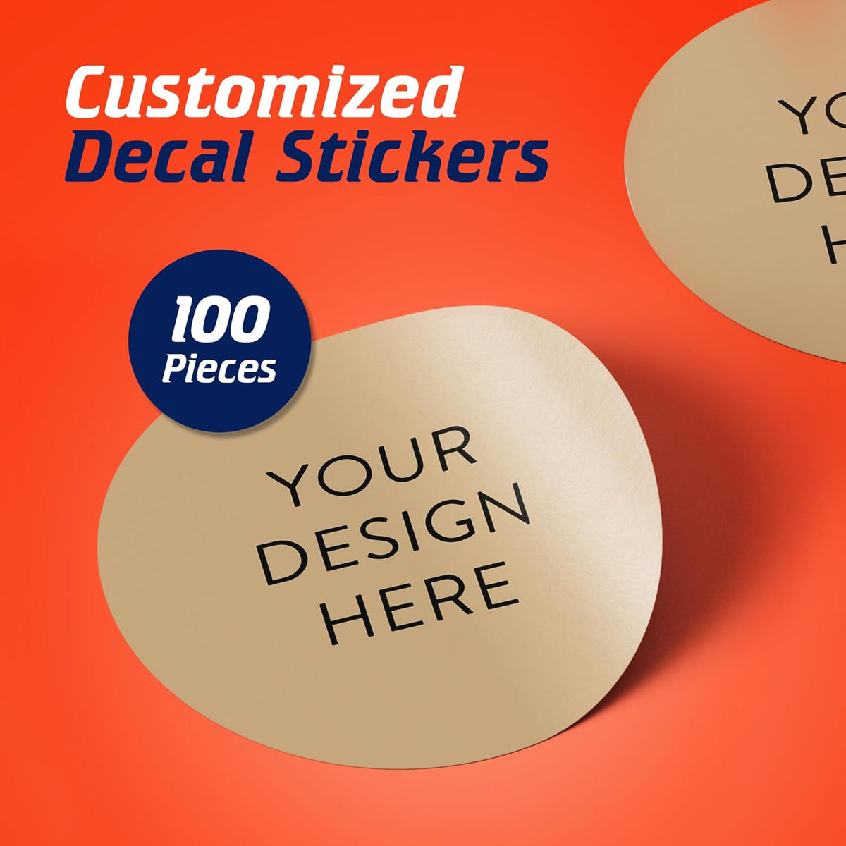 100 Custom Vinyl Stickers - Upload Your own Image, Text, Design, Logo - Personalized Logo Labels for Handmade, Packaging, Bottle, Jars, Candle, Brand Stickers (Brown, 3x3)