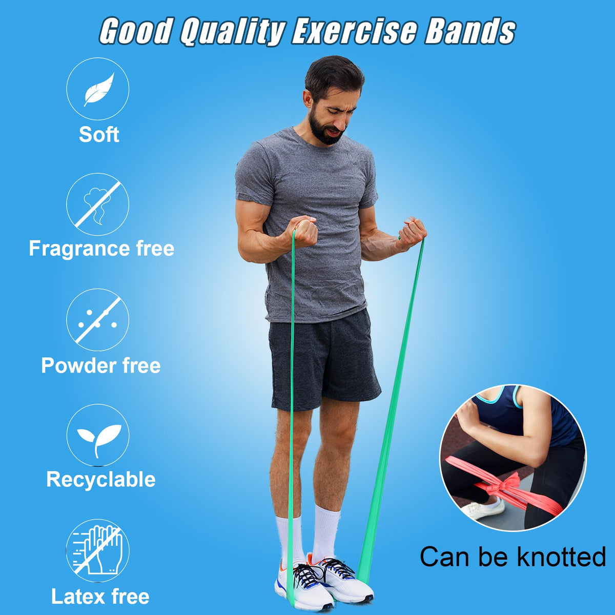 Resistance Bands Set for Physical Therapy, Rehab, Yoga and Pilates