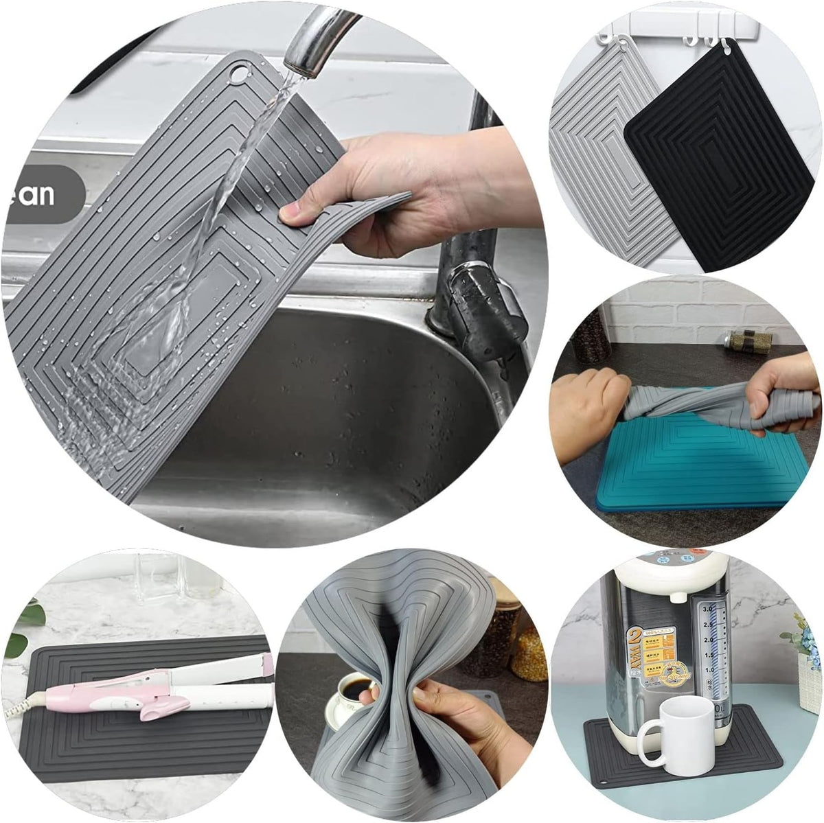 Silicone Trivets Mats Set, Trivet for Hot Dishes, Trivets for Hot Pots and Pans, White Silicone Pads for Kitchen, Multi-Purpose Heat Resistant Pads for Countertops 2 Pack