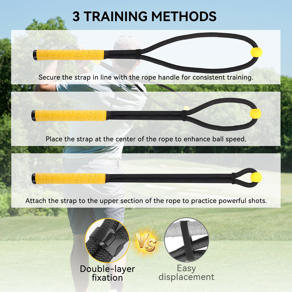 Golf Rope Swing Trainer to Improve Speed, Tempo for Golf Warm-Up Practice