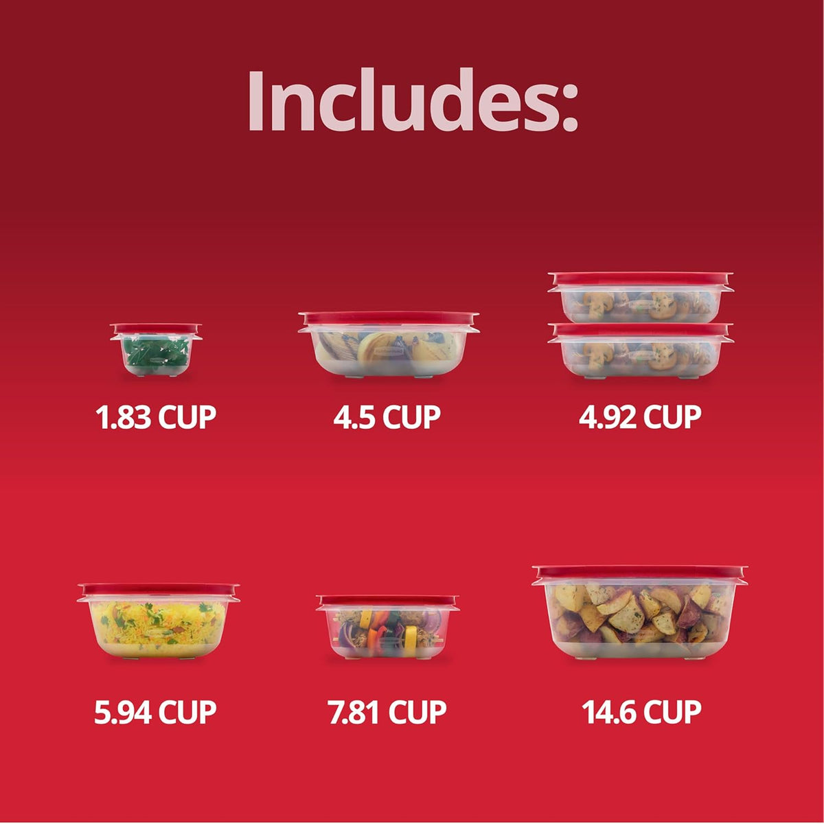 Rubbermaid EasyStore Square and Round Containers, 14-Piece Set, Food Storage Containers, Food Storage Containers with Lids