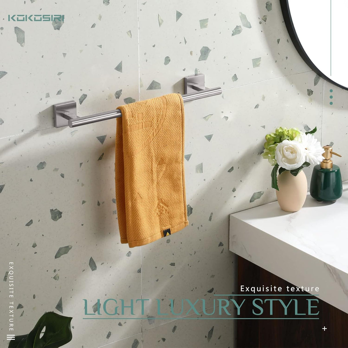 KOKOSIRI Towel Holder 16 Inch Bathroom Hand Towel Bar for Bath Kitchen Toilet Brushed Nickel Stainless Steel B4005BR-L16