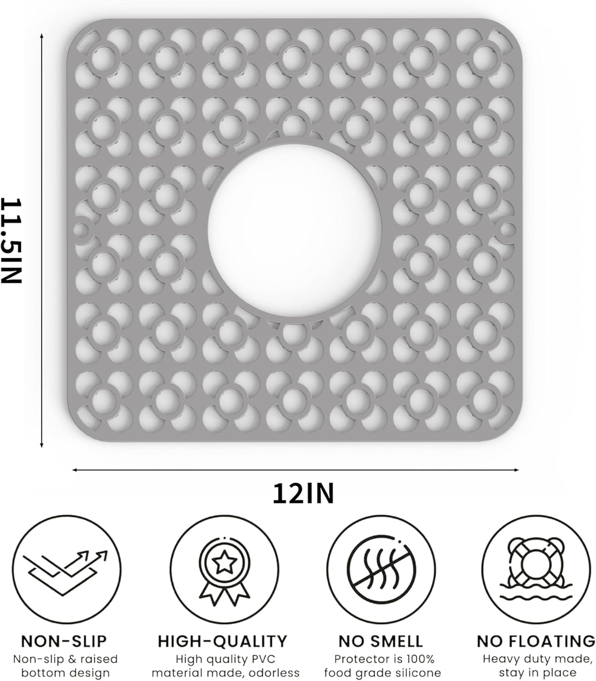WAFT YEARN 2PCS Sink Mats Sink Protectors Dish Racks Dishwasher Safe Grid Mats for Kitchen Sink Silicone Protect Sink from Stains Damage Scratches Non Slip Heat Resistant Rust Resistant 11"X12" Grey