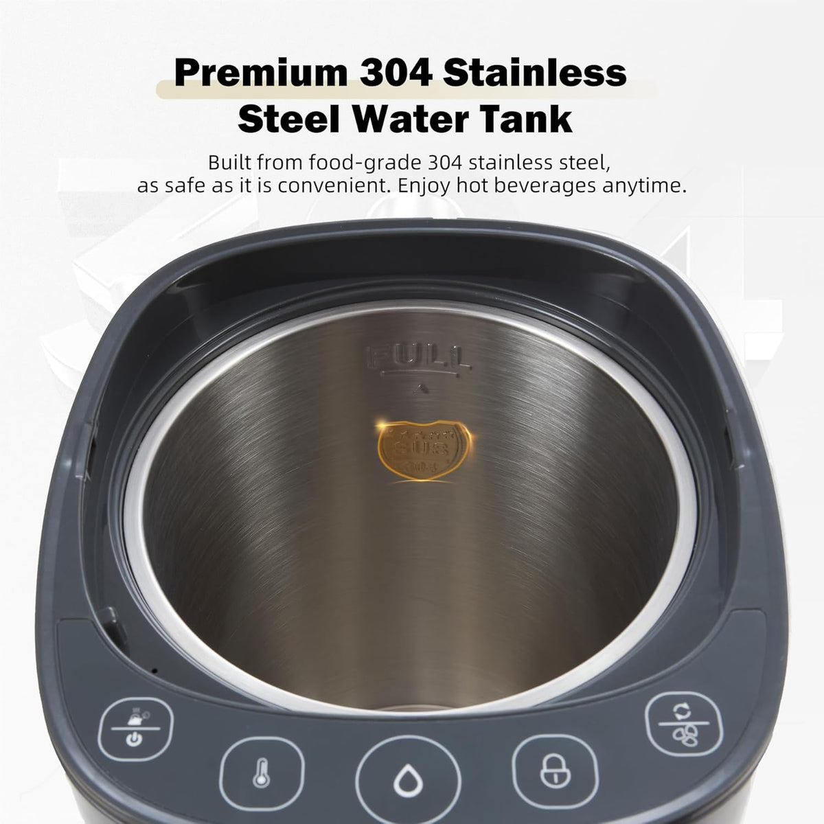 OCTAVO Water Boiler & Warmer 5 Liter, 304 Stainless Steel Water Tank, 700 Watt 6 Adjustable Water Temperature, LCD Touch Control Screen, Child Lock with Water Shortage Indicator