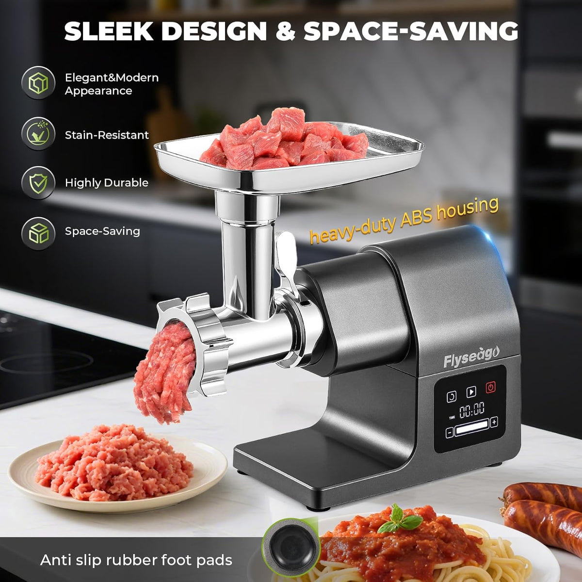 Meat Grinder Electric 3200w Digital Touch Control Commercial Heavy Duty Meat Grinder and Sausage Stuffers, Kubbe Kit for Household Use & Commercial
