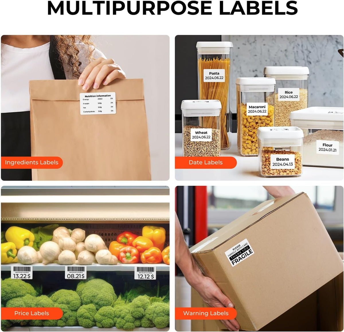 MUNBYN 3x2 Inch White Thermal Labels, Thermal Sticker Labels for Price, Barcode, Mailing, Name, 500 Sheets/1 Roll