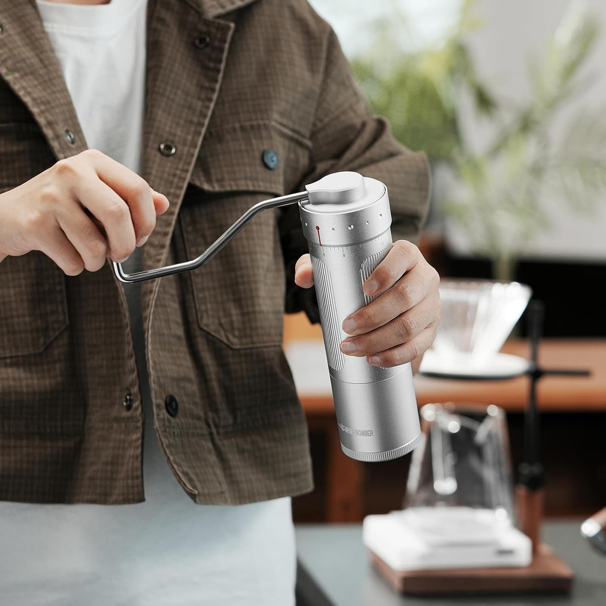 MHW-3BOMBER R3 Manual Coffee Grinder with CNC Stainless Steel Conical Burr and 5 Screen for French Press, Drip, Espresso, External Adjustable, Hand Coffee Bean Grinder with Magnetic Bin, G5934S-OS