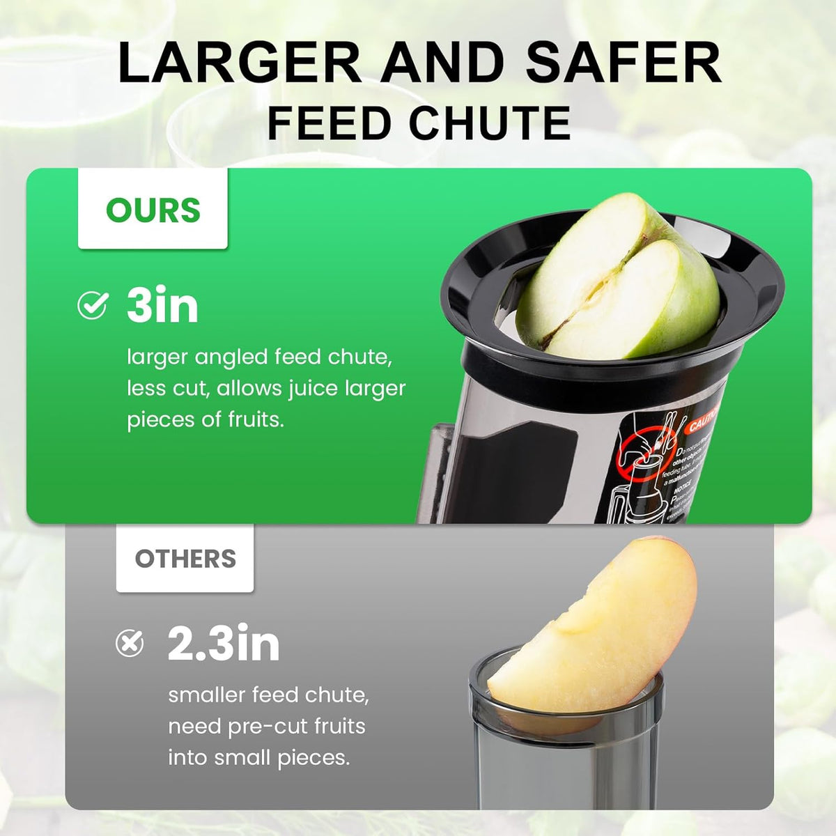 Ventray Cold Press Juicer, Slow Juicer Machine with 3-inch Large Feed Chute for Whole Fruits & Vegetables, 240W Electric Masticating Juice Extractor, High Juice Yield, Easy to Clean