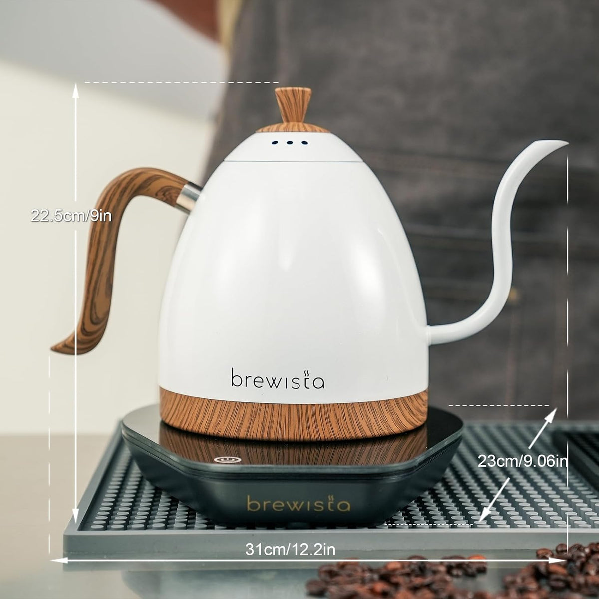 Brewista Artisan Electric Gooseneck Kettle, Water Boiler with LCD Panel, Precise Temperature Control, Fast Boiling and Keep Warm Settings for Pour-Over Coffee & Tea, Café, 1 Liter (Pearl White)
