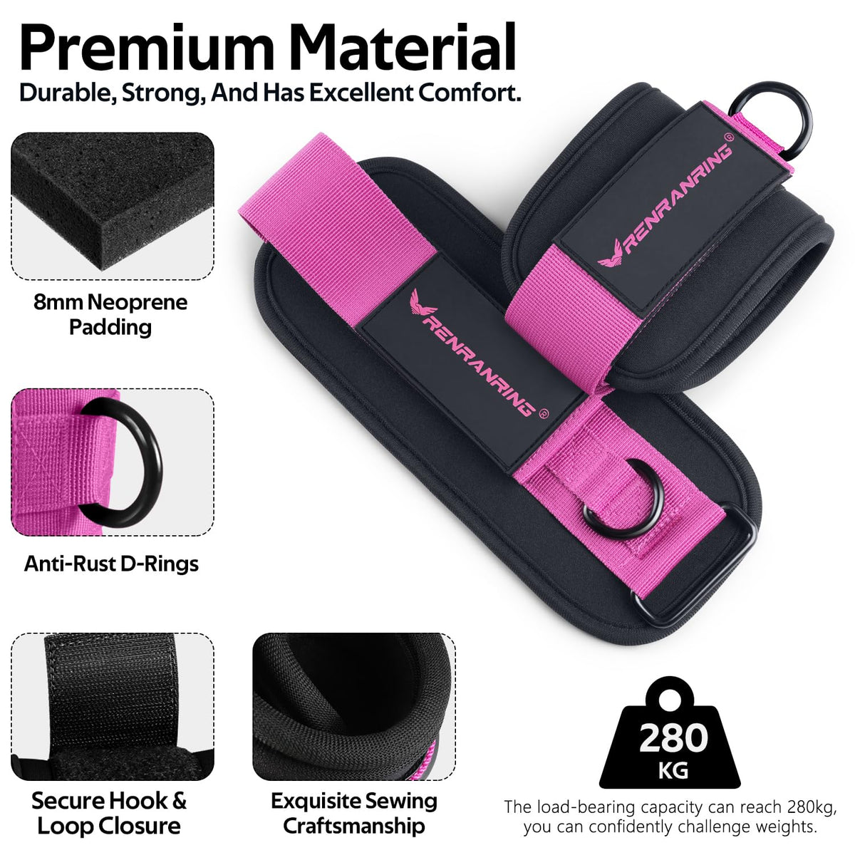 Ankle Resistance Bands w/Cuffs, Ankle Weights Women Booty Workout Equipment