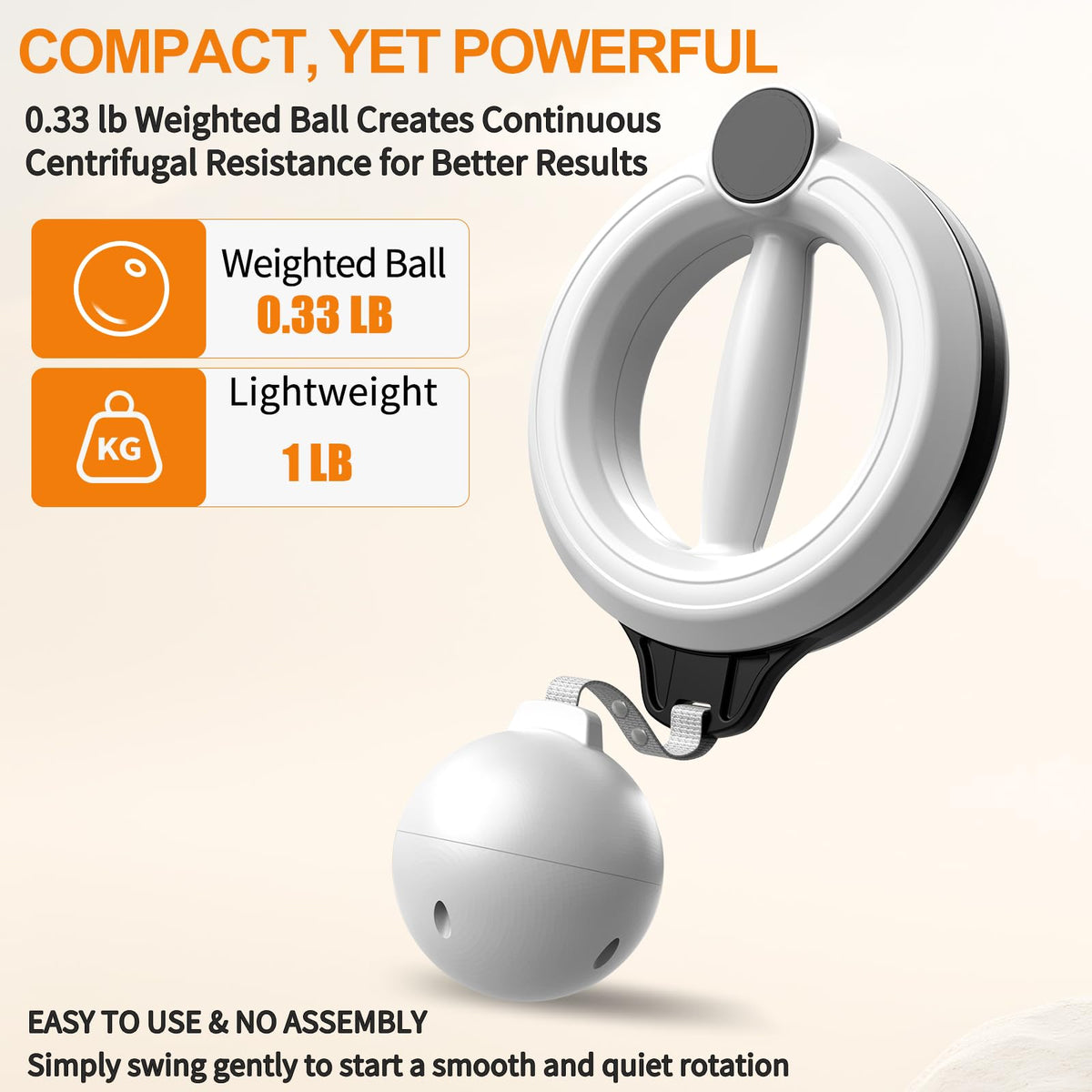Infinity Hoop for Arms 360° Hand-Crank Arm Trainer for Home Workouts White
