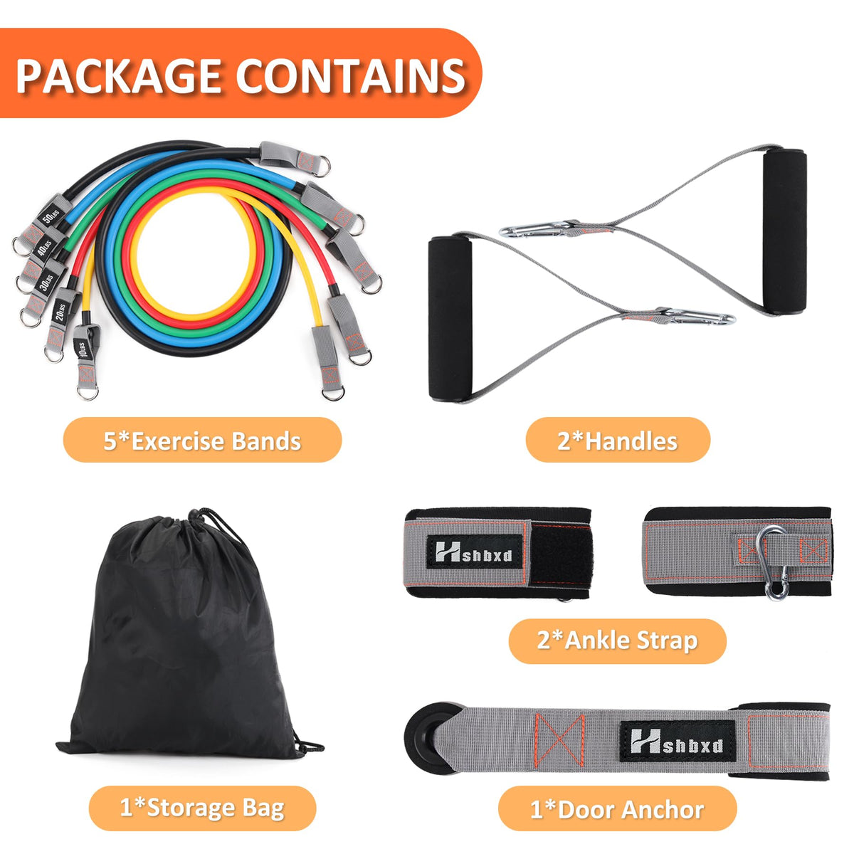 Resistance Bands Set with Handles and Door Anchor for Home Workouts