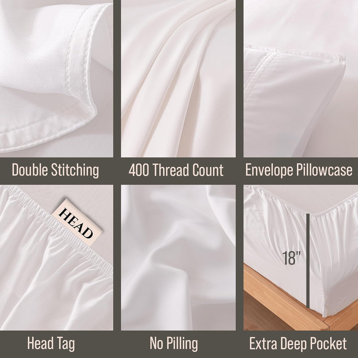 Bella Coterie Luxury Bamboo Viscose Full Size Sheet Set | 100% Organically Grown | Ultra Soft | Cooling for Hot Sleepers | 18" Deep Pocket [White]