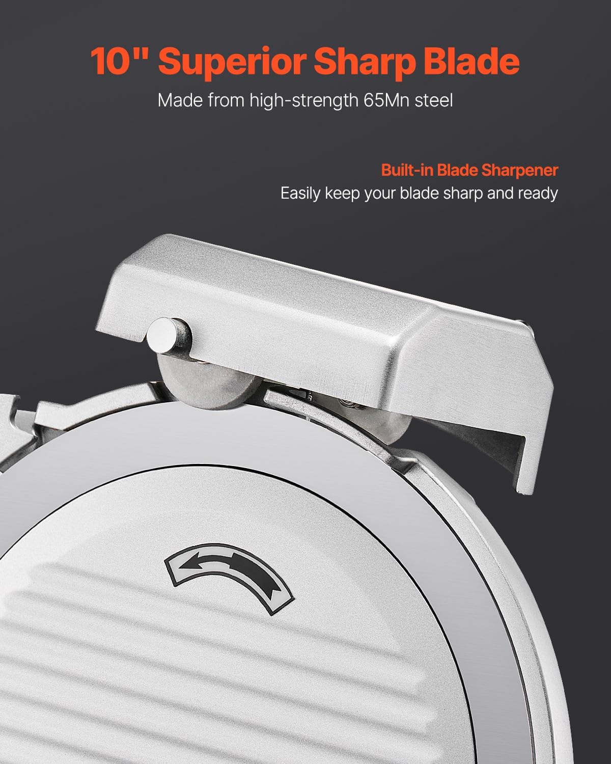 VEVOR Commercial Meat Slicer, 10 inch Electric Deli Food Slicer, 180W Meat Cutter with a Premium 65Mn Blade, 0-0.4 inch Adjustable Thickness, Food Slicer Machine for Meat Vegetables Hard Bread Cheese