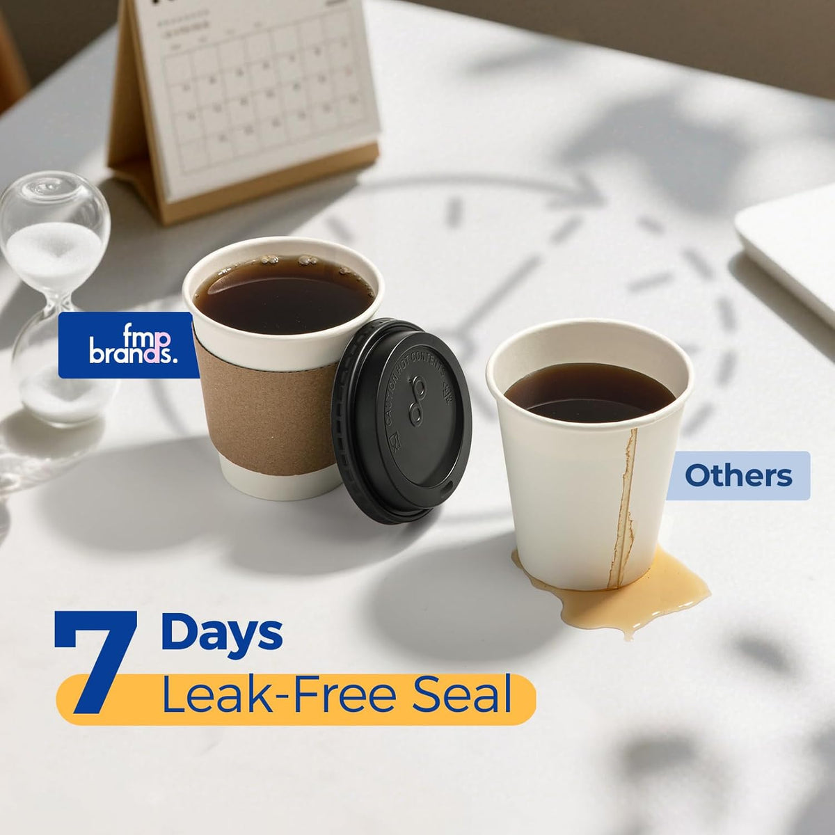 Fit Meal Prep 100 Pack 10 oz Disposable Coffee Cups with Lids, Sleeves, Leak-Proof To Go Coffee Cups with Lids, Durable Paper Cups for Hot Beverage, Home, Office, Party