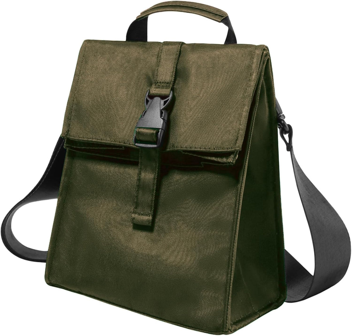 Insulated Foldable Lunch Bag- Lightweight Portable with Adjustable Shoulder Strap Lunch Box for Men, Women, Office, Work, Picnic, Hiking and Beach (Army Green(Soft Fabric))