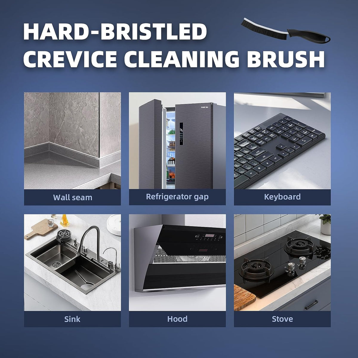 Crevice Cleaning Brushes, Cleaner Scrub Brush Tool for Hard to Reach Tight Space, Home Essentials, Cleaning Supplies for Shower, Bathroom, Kitchen, Toilet, Window