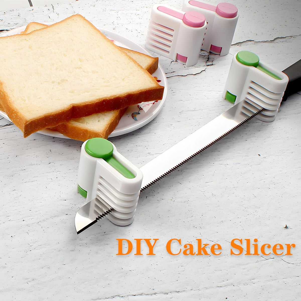 4PCS DIY Cake Slicer Cake Layer Slicer 5 Layers Cake Leveler Kitchen Fixing Tools for Bread Toast and Cakes (Green)