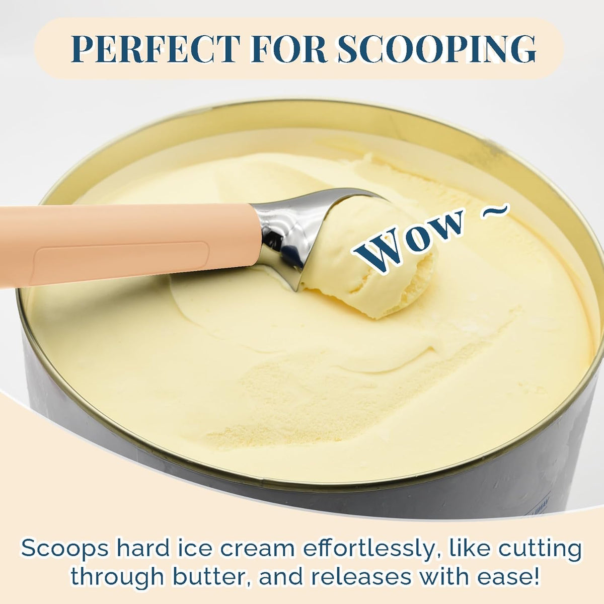 Heated Ice Cream Scoop Rechargeable, Electric Warming Ice Cream Scooper with LED Display, Heats to 158°F for Hard Ice Cream, Easy for Seniors & Kids, IP67 Waterproof (Butter Yellow, 2oz)
