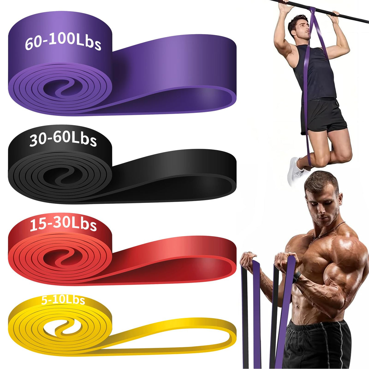 Resistance Band Pull Up Assistance Bands Set, Exercise Bands for Legs Workout Muscle Training