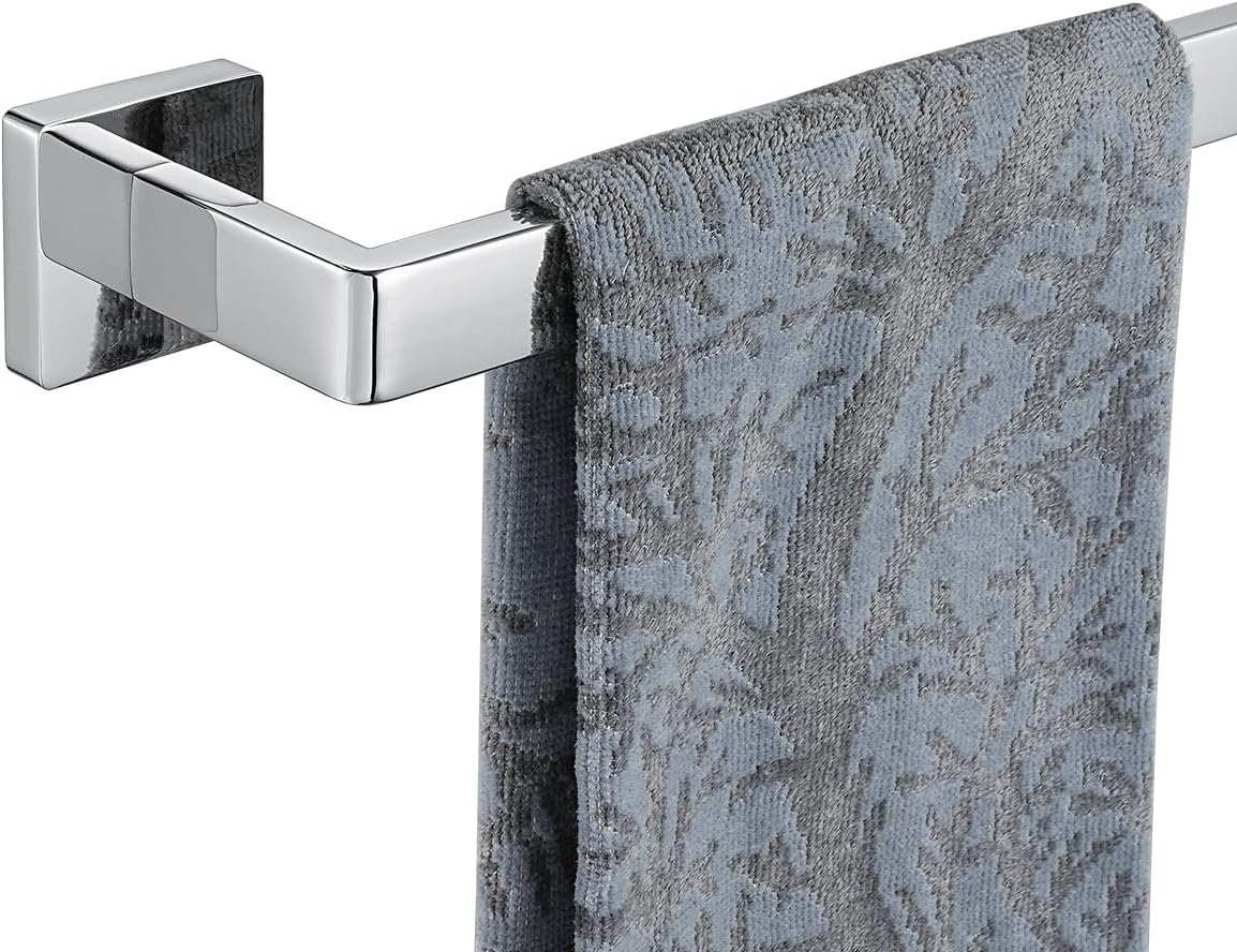 JQK Polished Towel Bar, Rounded Edges 14.41 Inch Towel Rack, 304 Stainless Steel Bathroom Wall Mount, Useable Length 12 Inch, TB250L12-CH
