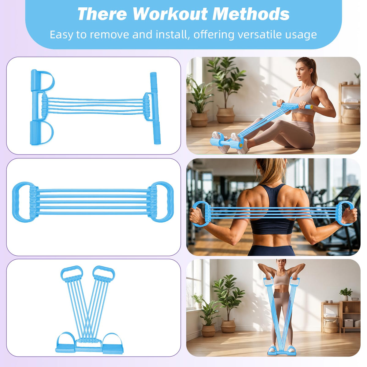 Pedal Resistance Bands with Handles, Upgrade 10-Tubes Adjustable Resistance
