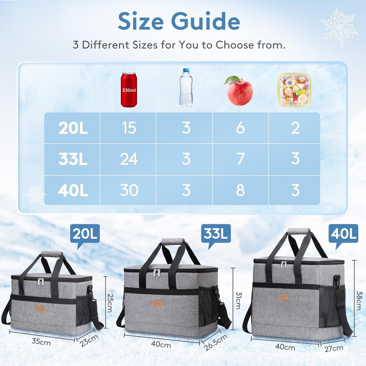 Lifewit Cooler Bag 30/50/60 Cans Collapsible and Insulated Large Lunch Bag Leakproof Soft Cooler Portable Tote for Camping/BBQ/Family Outdoor Activities