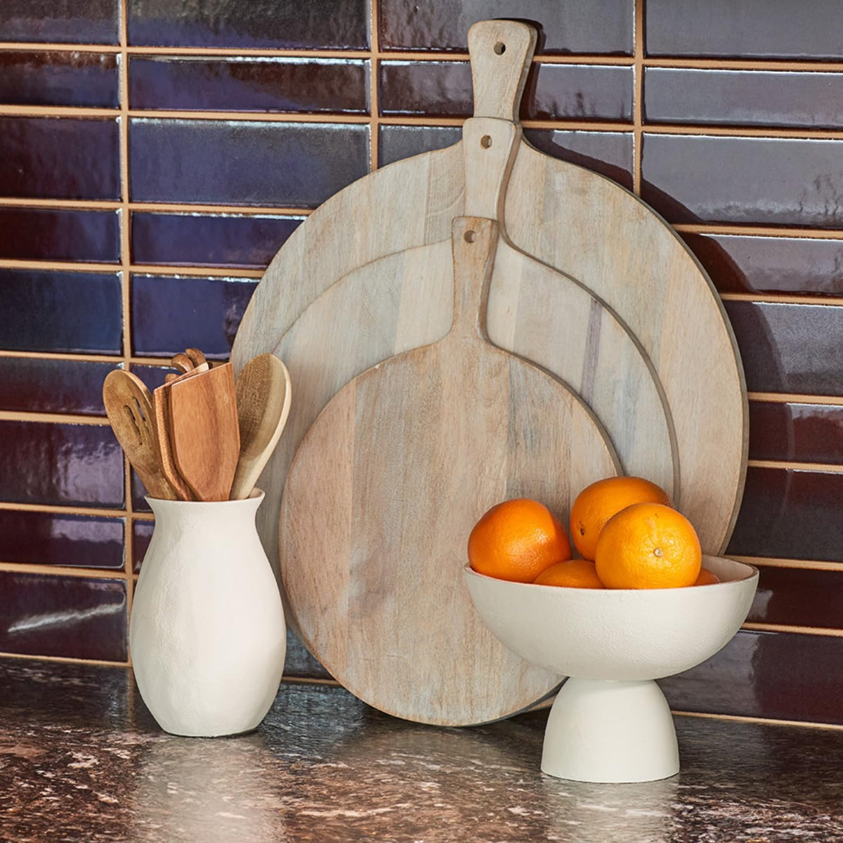 16' Round Cutting Board, Artisan Crafted from Mango Wood, Elegant Wooden Serving Platter for Charcuterie, Appetizers, Cheese Displays, Entertaining, Dinner Parties, and Stylish Home Decor