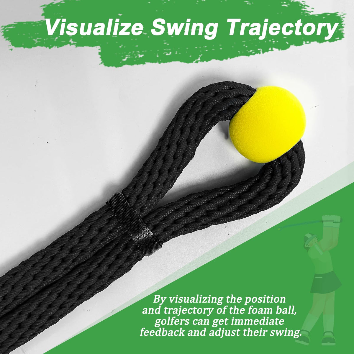 Cusprtm Golf Rope Swing Trainer, Professional Golf Swing Rope Training Aid to Improve Speed, Tempo, Rhythm, Flexibility and Strength, Golf Warm-Up Practice Equipment for Golfers of All Levels (Black)