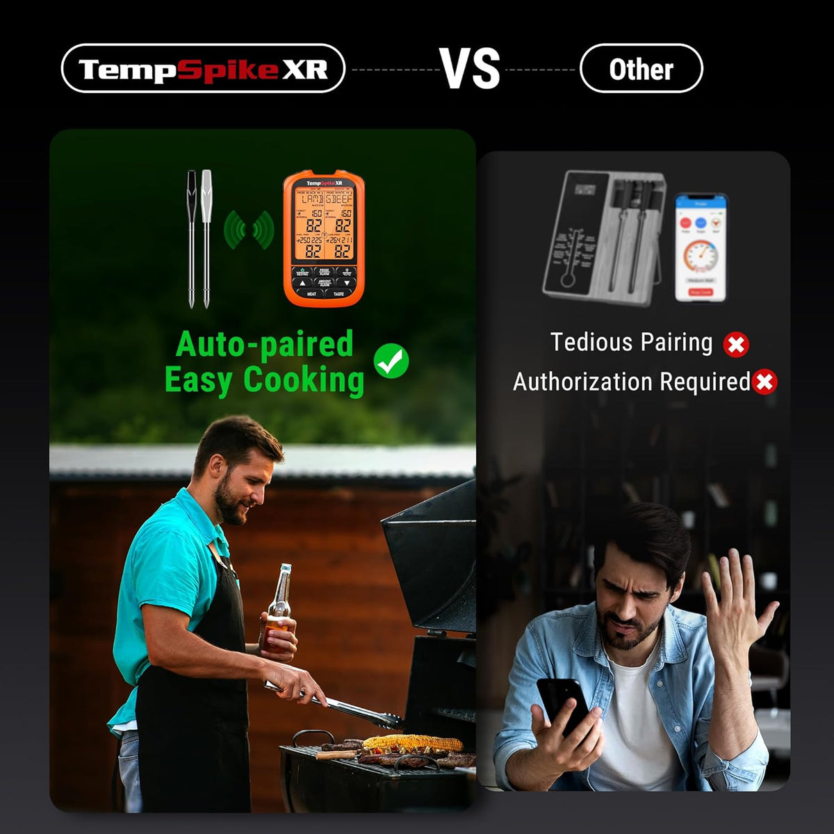 ThermoPro TempSpike 1000FT Wireless Meat Thermometer Digital with 2 Upgraded Ultra-Thin Probe, Kitchen Food Thermometer for Cooking, Turkey, Oven, Smoker, Rotisserie, BBQ, Grill Temperature Indicator