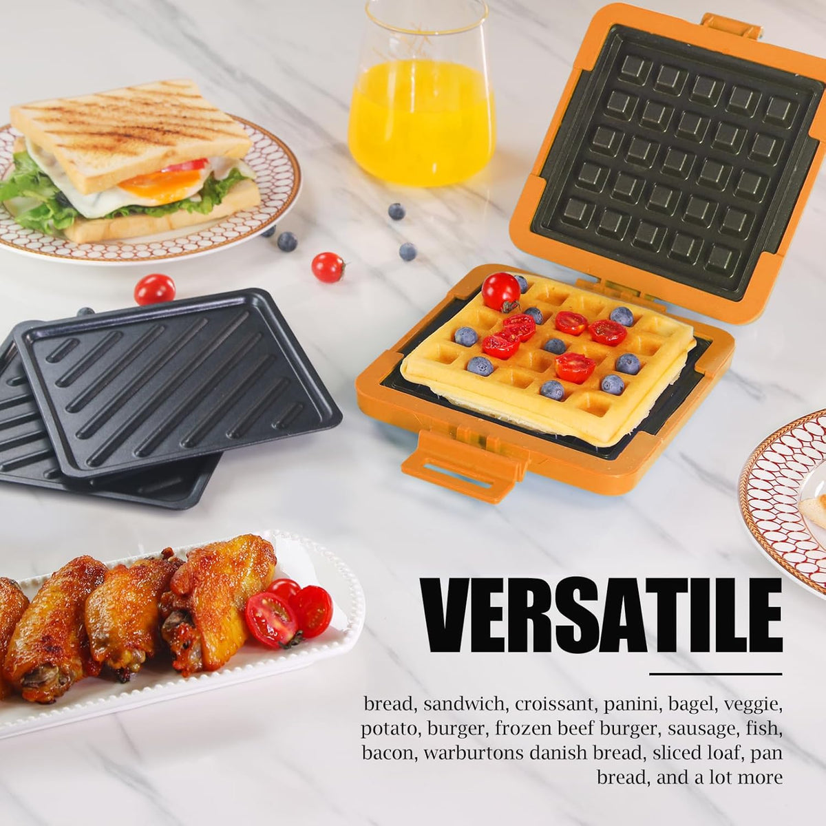 Microwave Sandwich Maker & Waffle Maker 2-in-1 Set - Full Wrap detachable Silicone waffle sandwich maker for Breakfast/meats,Fast Grilled cheese,Dishwasher Safe,Portable for Home/Travel/Gifts