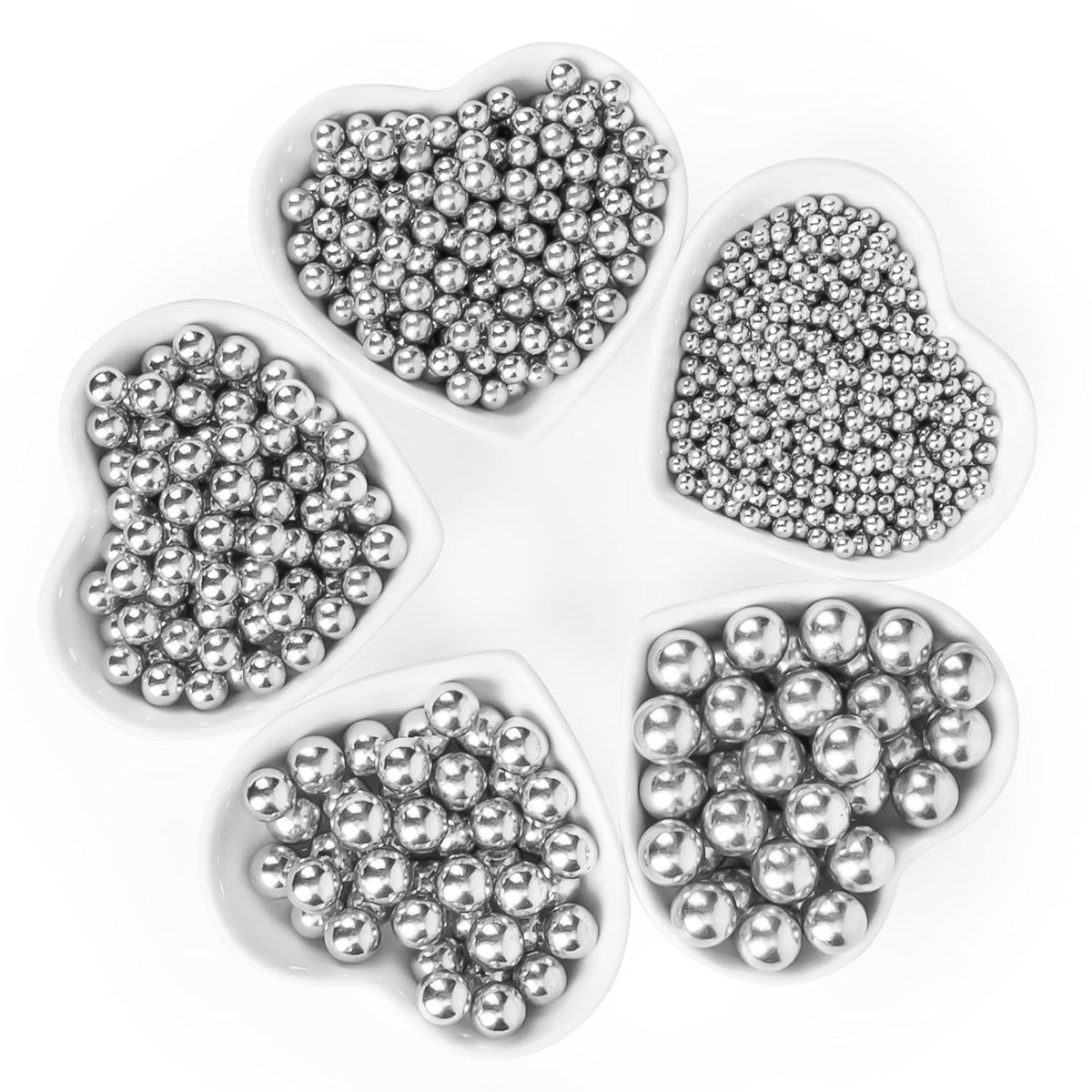 Silver Pearl Sprinkles, Edible Pearl Sugar Sprinkle,Mix Size,Baking Edible Cake Decorations,Cupcake Toppers,Cookie Decorating Donuts Ice Cream Toppings,Wedding Birthday Party Valentines Christmas Supplies,130g/4.58oz