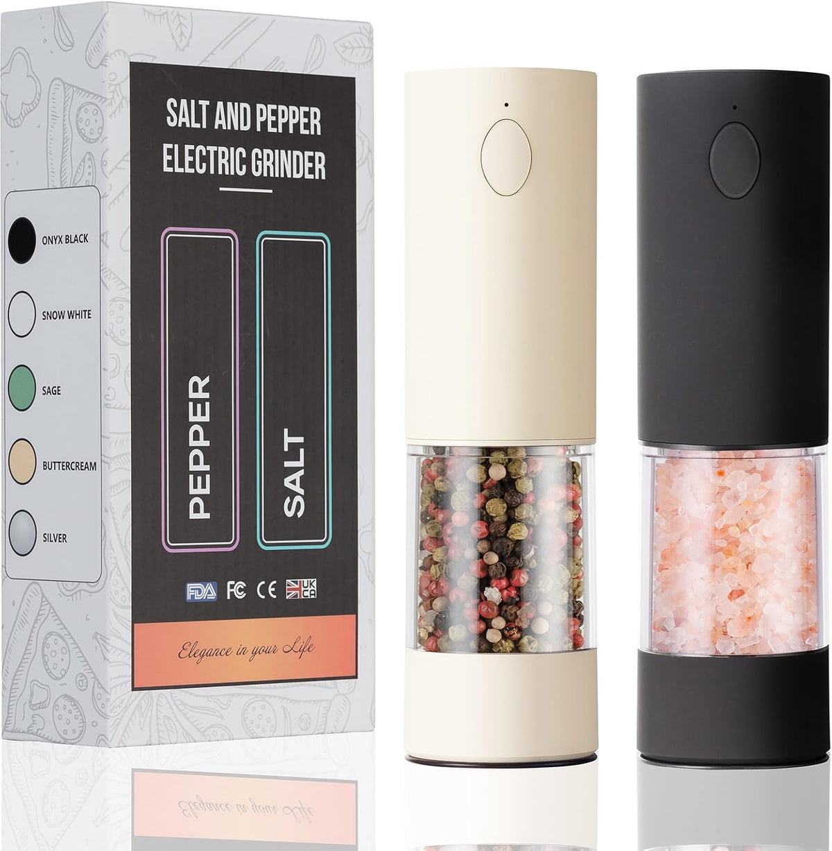 Electric Salt & Pepper Grinder Set (2 Pack) – USB Rechargeable, Adjustable Coarseness, One-Handed Operation with LED Light – Automatic Spice Mill Shaker for Kitchen, Dining, or Camping
