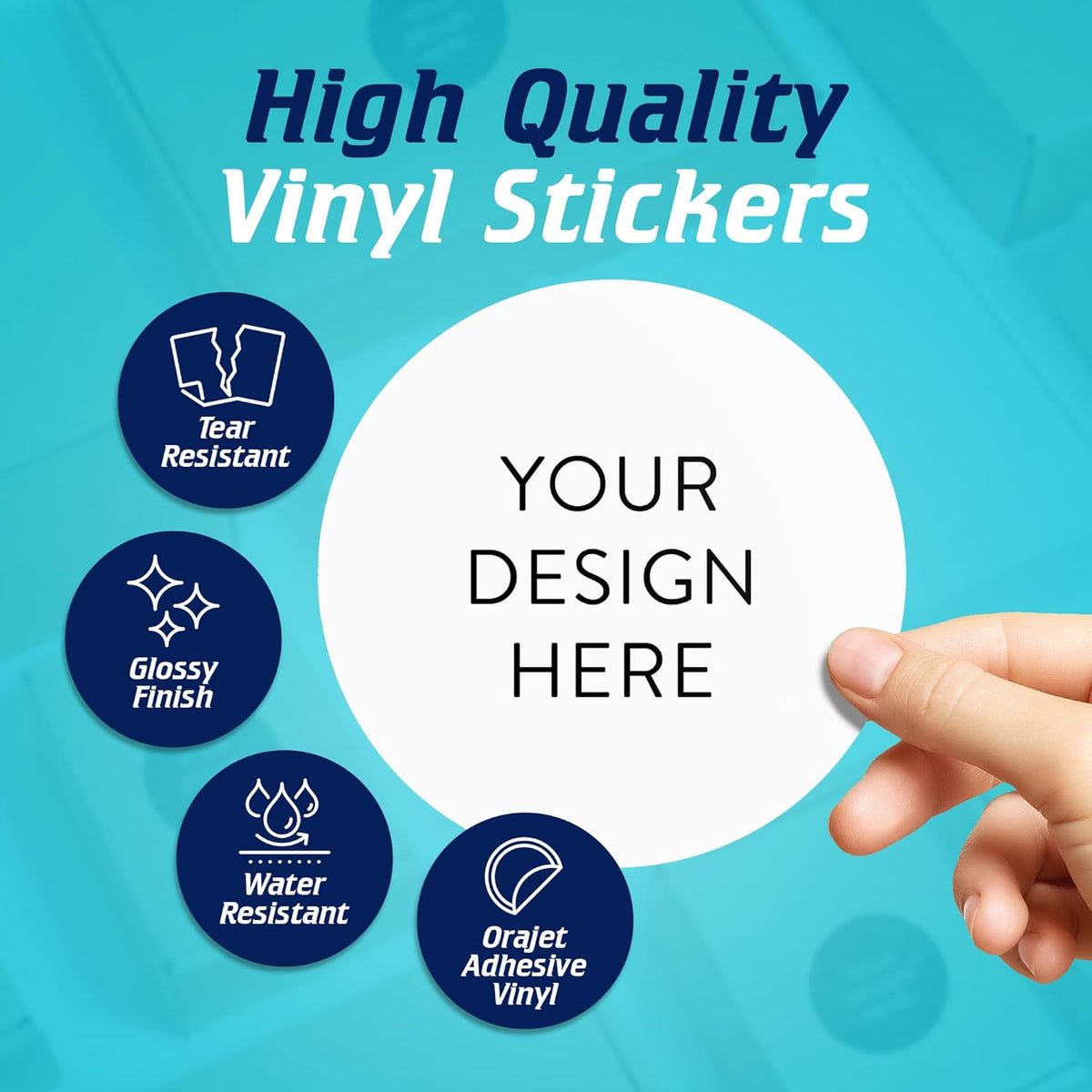 100 Custom Vinyl Stickers - Upload Your own Image, Text, Design, Logo - Personalized Logo Labels for Handmade, Packaging, Bottle, Jars, Candle, Brand Stickers (White, 5x5)