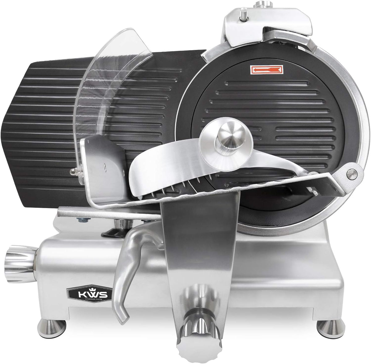 KWS MS-12ET Metal Collection Commercial 420W Electric Meat Slicer 12-Inch with Non-sticky Teflon Blade & Extended Back Space, Frozen Meat/Cheese/Food Slicer Low Noises [ ETL, NSF Certified ]