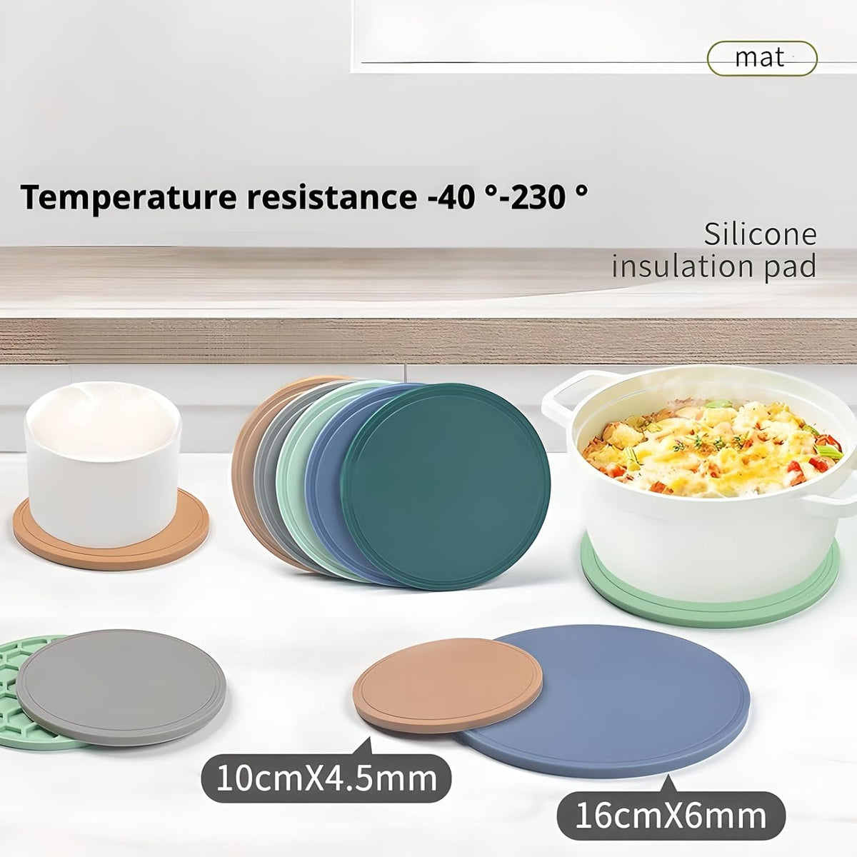 5-Pack Silicone Trivet Mats for Hot Pots, Pans & Dishes – Non-Slip Heat Resistant Round Placemats, Kitchen Counter Protectors & Coasters (Home Essentials Dark Gray,6.3"*6.3"*0.24")