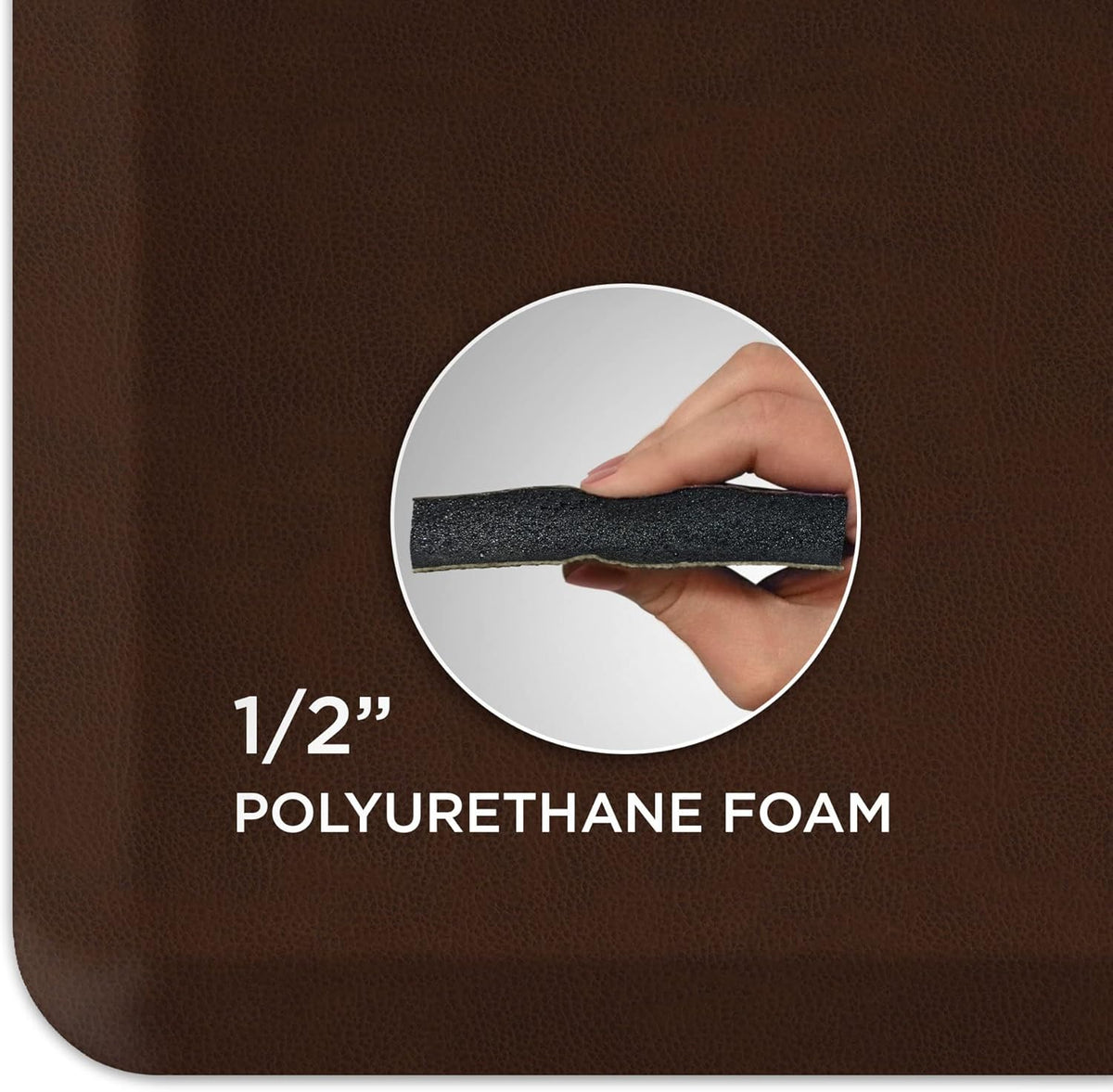 GelPro Anti Fatigue Nonslip Mat: Hard Floor Utility Mats for Garage, Patio and Kitchen - 20" x 72" x .5" - Leather Grain Truffle