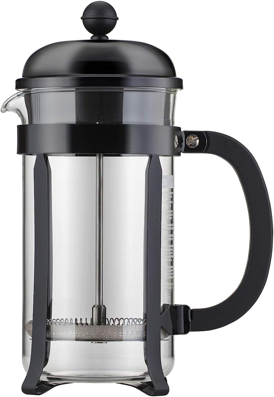 Bodum 34oz Chambord French Press Coffee Maker, High-Heat Borosilicate Glass, Stainless Steel, Black – Made in Portugal