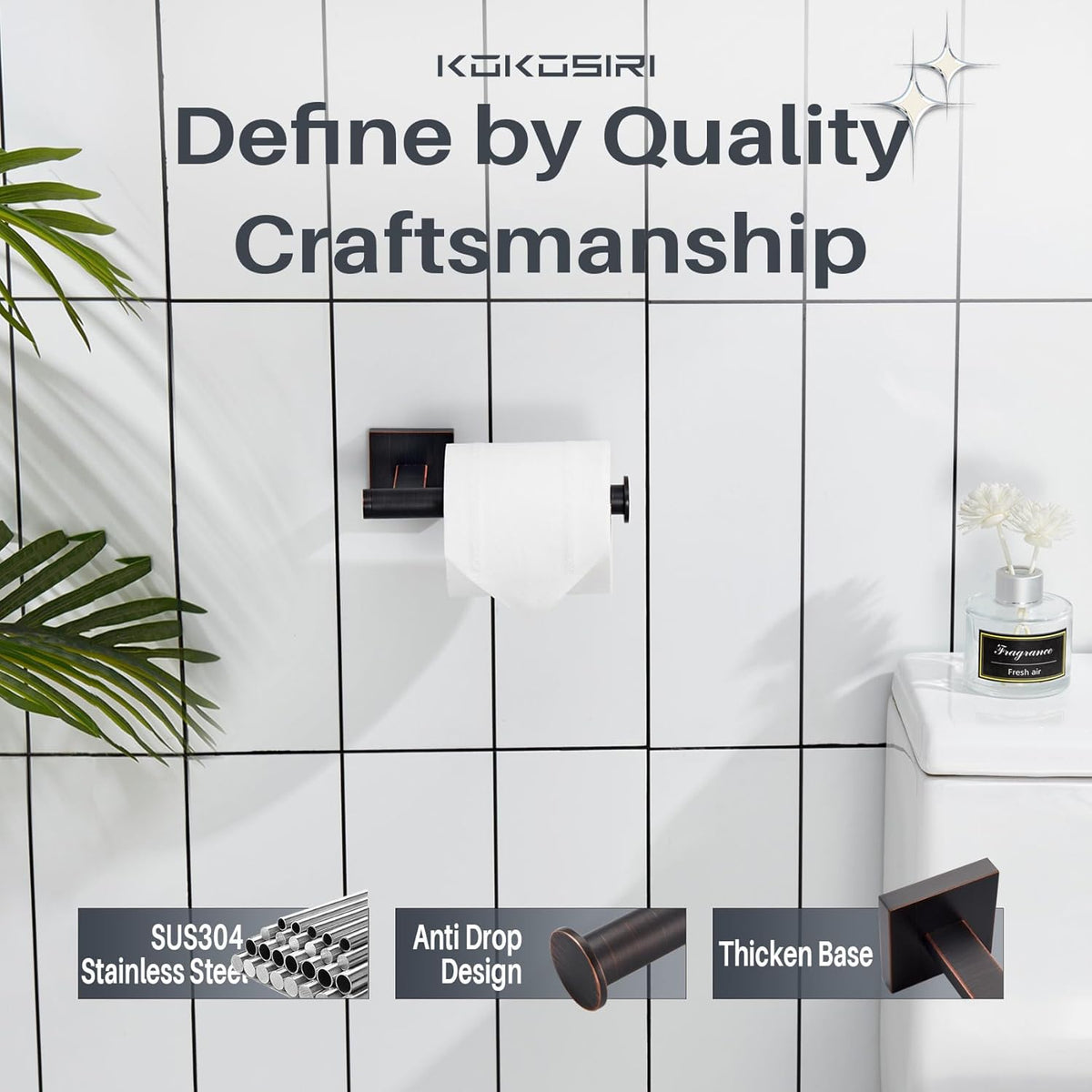 KOKOSIRI Toilet Paper Holder Oil Rubbed Bronze Toilet Roll Holder Hold Mega Rolls Kitchen Bathroom Tissue Paper Dispenser Stainless Steel, B2008ORB
