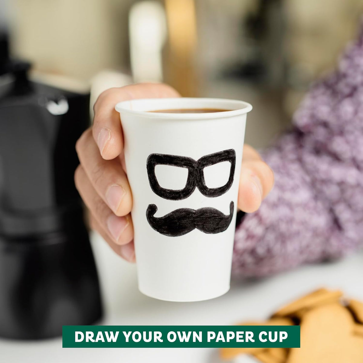 Freshware Coffee Cups 8 oz [100 Pack] Disposable Paper Cups for Hot or Iced Coffee Cup, Slushie Cup, Milkshakes, Smoothies, and Tea