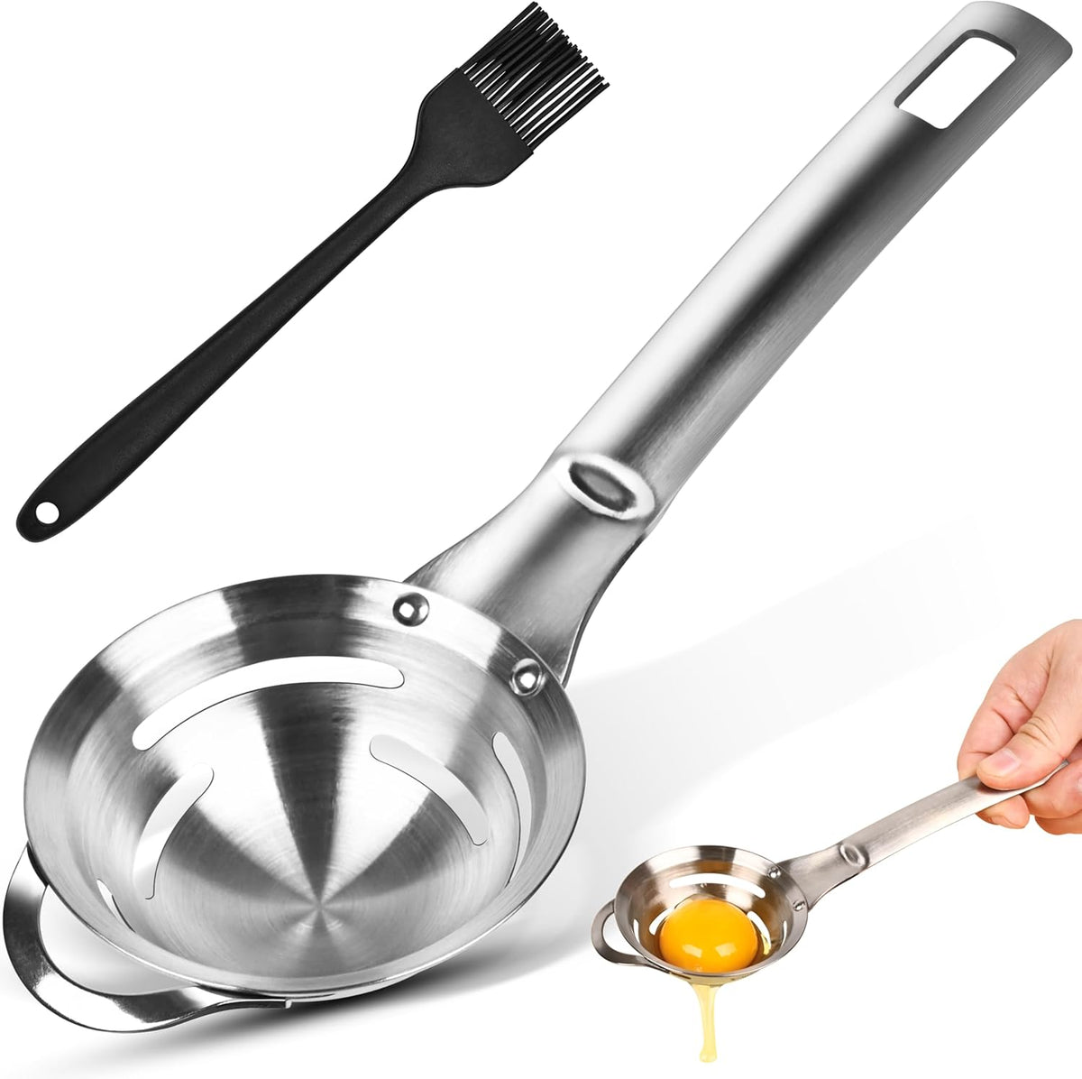 Stainless Steel Egg Yolk White Separator for Raw Eggs,6-Hole Design, Quick Egg Yolk & White Separation, Kitchen Tool for Cooking & Baking