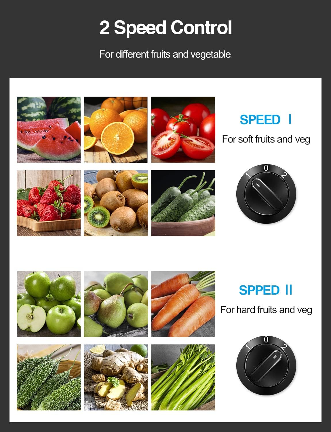QCen Juicer Machine, 500W Centrifugal Juicer Extractor with Wide Mouth 3” Feed Chute for Fruit Vegetable, Easy to Clean, Stainless Steel, BPA-free (Metallic Black)