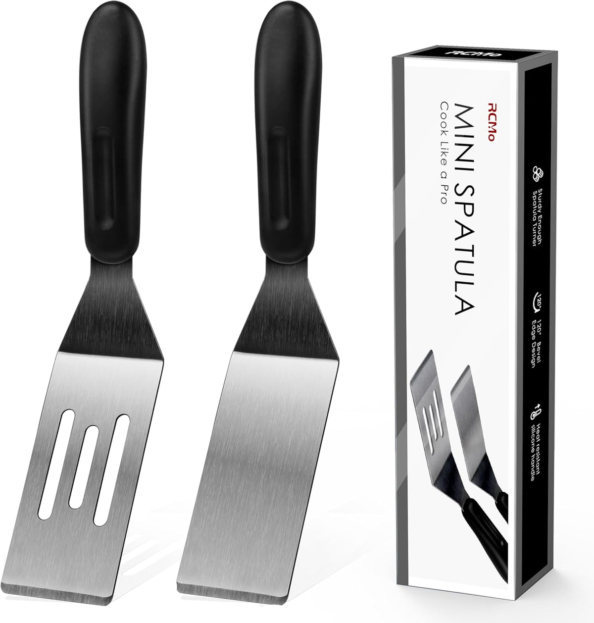 Small Spatula Professional Mini Serving Spatula, 2 Pieces Stainless Steel Metal Spatulas Set, Cutter and Serve Turner for Kitchen, Flipping or Cooking for Brownie, Cookie, Lasagna, Pancakes or Cake