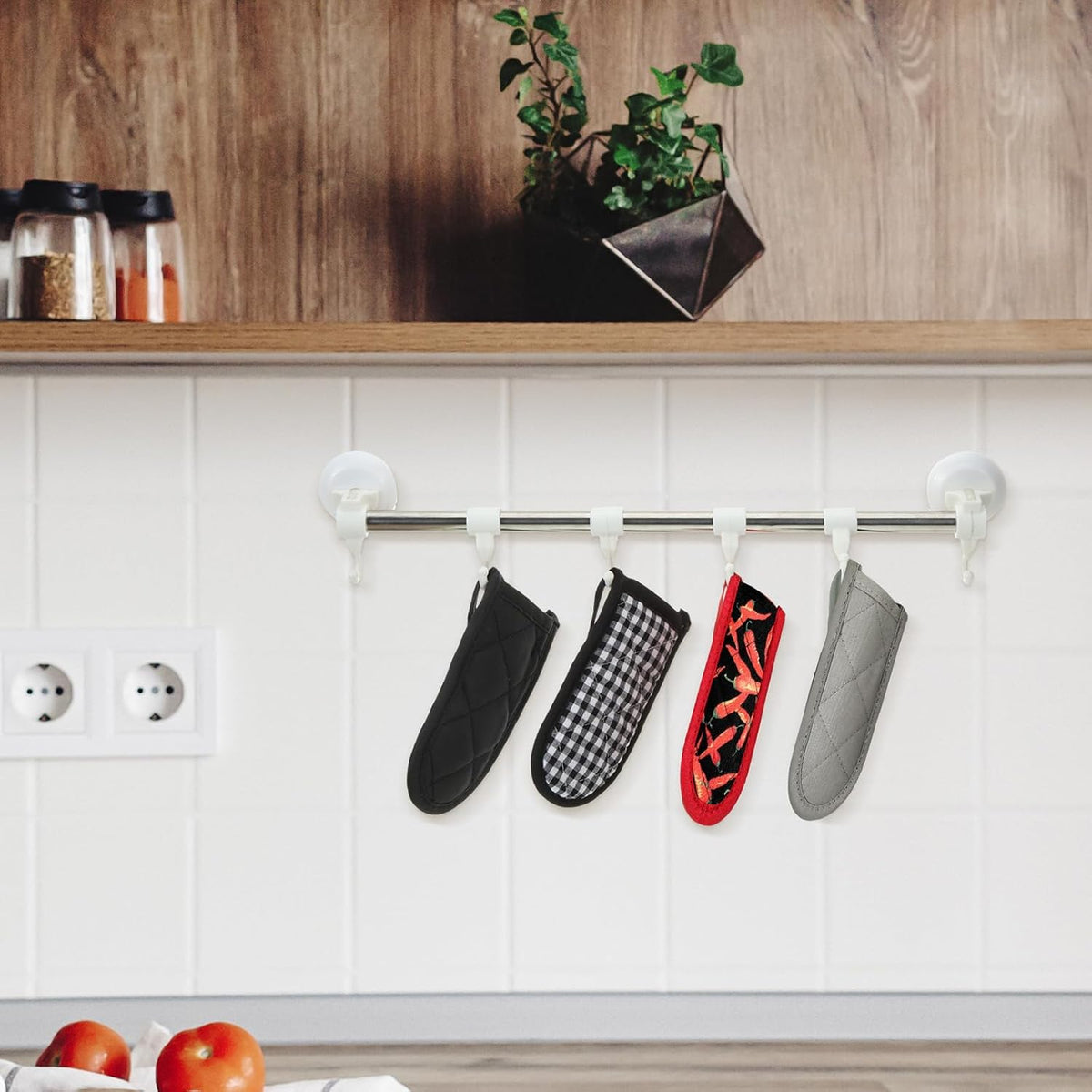 Patelai 4 Pcs Cast Iron Skillet Handle Covers Heat Resistant Pot Handle Covers Non Slip Cotton Pot Sleeves Holder Mitts Machine Washable for Kitchen Baking Cooking Cookwares(Plaid Style)