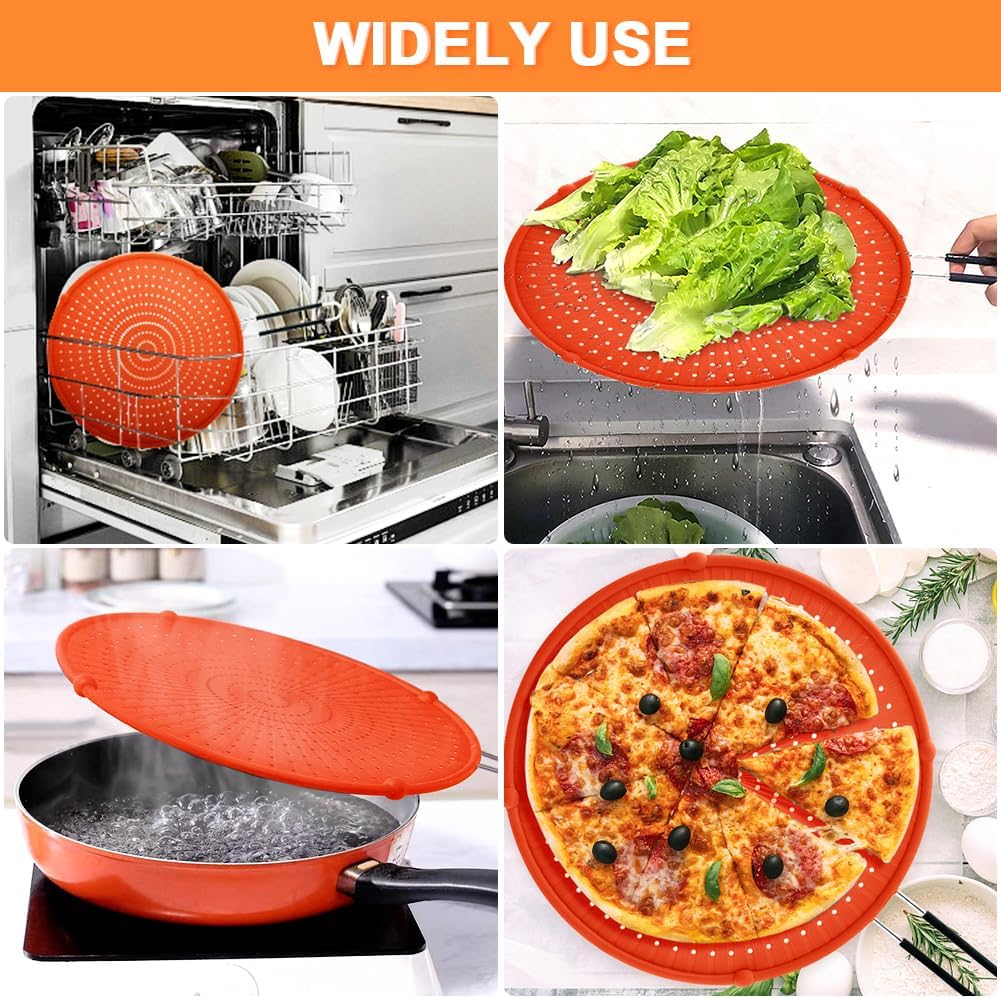 Splatter Screen for Frying Pan, Grease Splatter Guard, Heat-Resistant Splatter Guards for Frying, Silicone Splatter Guard for Everyday Cooking, Dishwasher Safe, Red （16in×12in×0.5in）