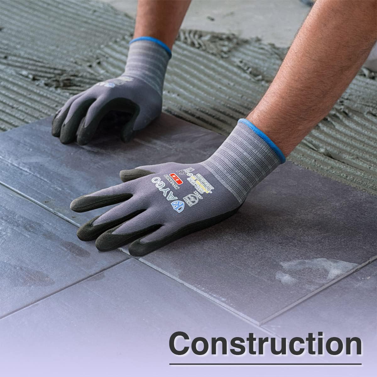 KAYGO Safety Work Gloves MicroFoam Nitrile Coated, 60 Pairs KG18NB,Seamless Knit Nylon Glove for Men and Women, Ideal for Automotive,Warehouse,Construction (X-Large,Gray)